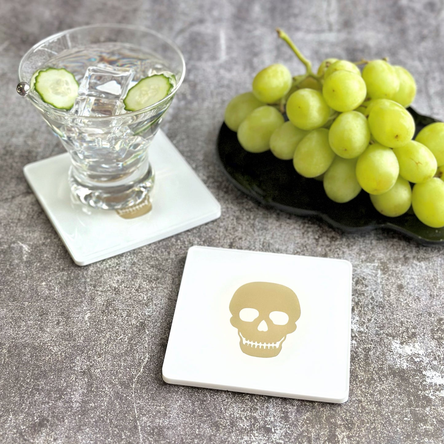 Gold Skull White | Set of 2 Coasters
