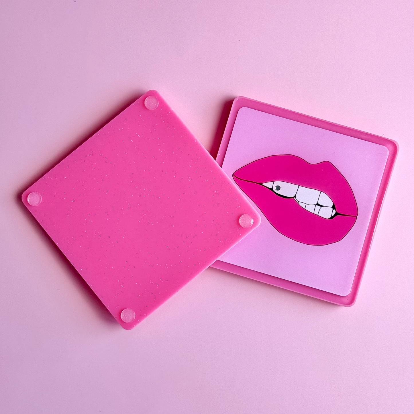 Pink Lips| Set of 2 Coasters
