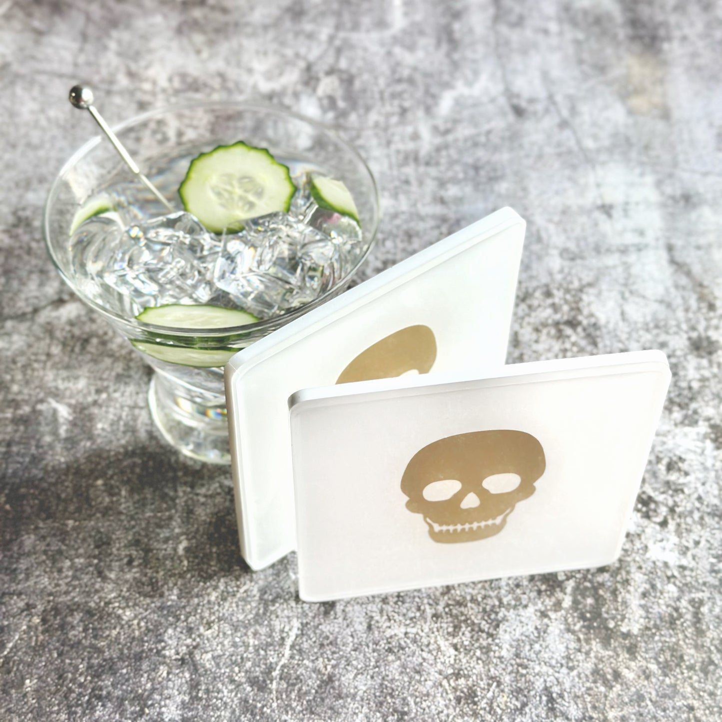 Gold Skull White | Set of 2 Coasters